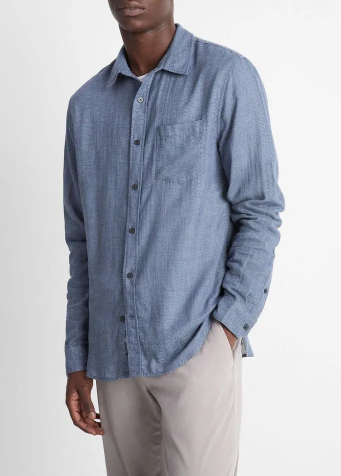 Shirts Men Vince Double Face Long Sleeve Chambray