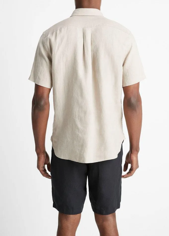 Shirts Men Vince Linen ShortSleeve Shirt Pumice Rock Shirts Men Vince Linen ShortSleeve Shirt Pumice Rock