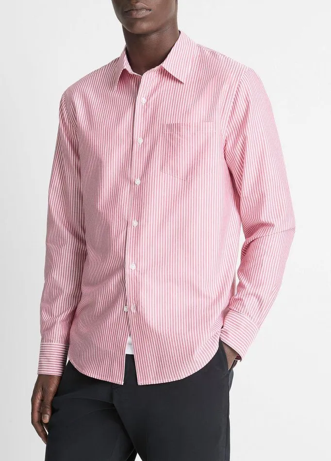 Shirts Men Vince Playa Cotton Poplin Stripe Shirt Vermouth Combo Shirts Men Vince Playa Cotton Poplin Stripe Shirt Vermouth Combo