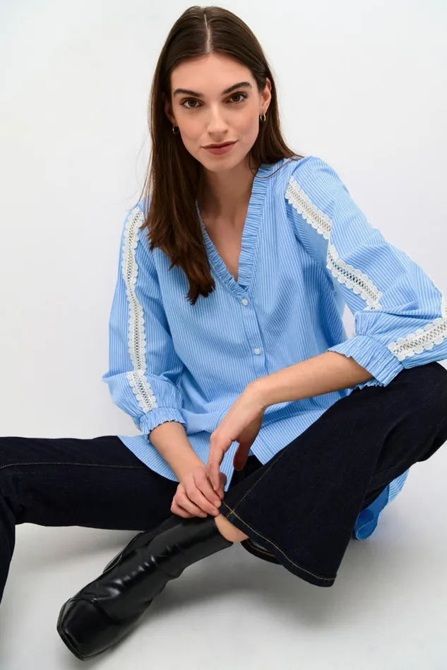 Shirts Women CULTURE CUamaze Shirt Bluewhite Stripe