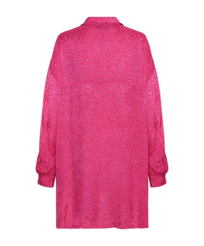 SHOCKING PINK JACQUARD LONGLINE SHIRT Women One Teaspoon Shirts SHOCKING PINK JACQUARD LONGLINE SHIRT Women One Teaspoon Shirts