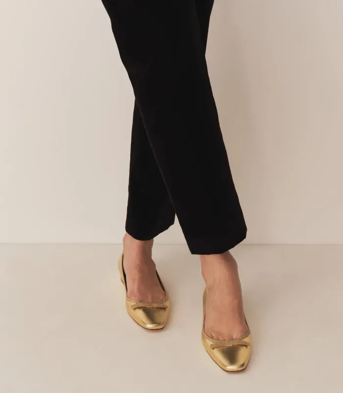 Shoes Women DEN Odette Ballet Flat Gold Metallic Nappa Shoes Women DEN Odette Ballet Flat Gold Metallic Nappa
