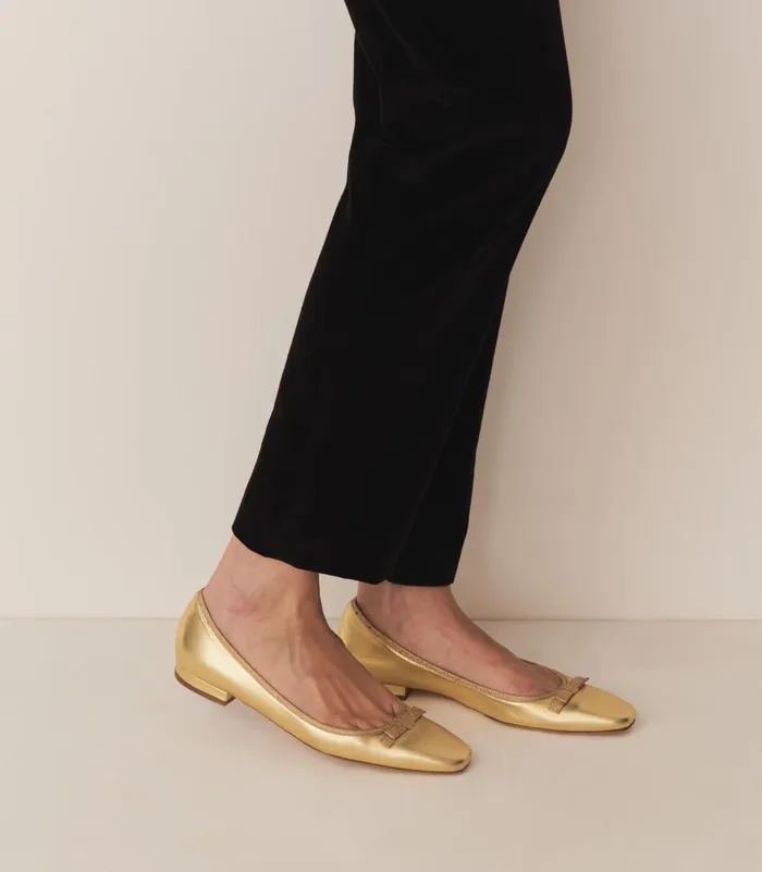Shoes Women DEN Odette Ballet Flat Gold Metallic Nappa Shoes Women DEN Odette Ballet Flat Gold Metallic Nappa