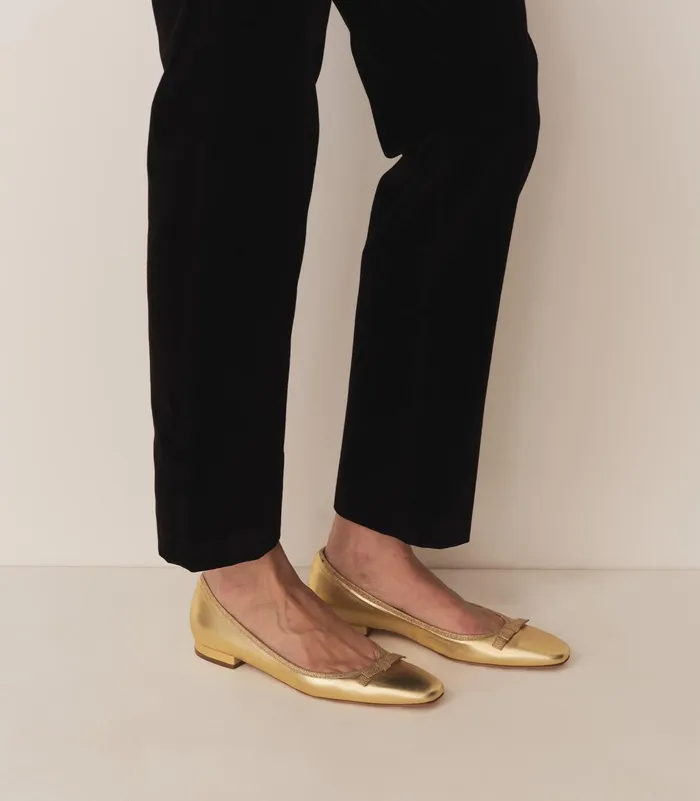 Shoes Women DEN Odette Ballet Flat Gold Metallic Nappa Shoes Women DEN Odette Ballet Flat Gold Metallic Nappa