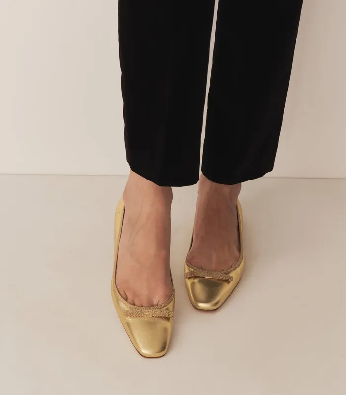 Shoes Women DEN Odette Ballet Flat Gold Metallic Nappa Shoes Women DEN Odette Ballet Flat Gold Metallic Nappa