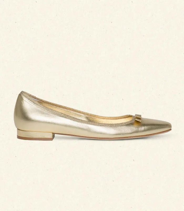 Shoes Women DEN Odette Ballet Flat Gold Metallic Nappa Shoes Women DEN Odette Ballet Flat Gold Metallic Nappa