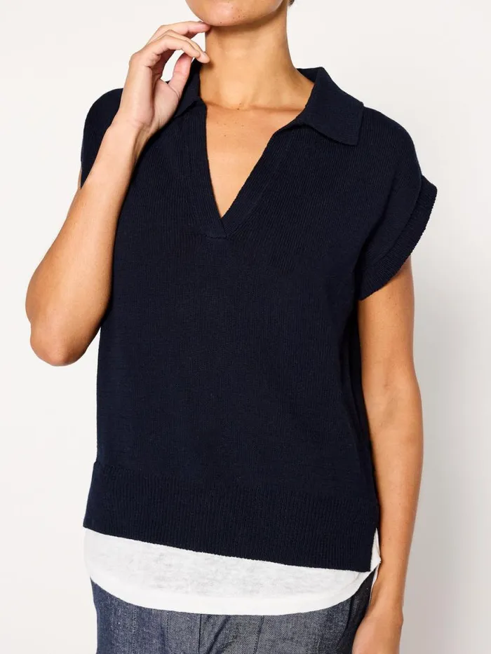 Shop Brochu Walker Looker Sweaters The Jaia Polo Looker Hale Navy With White