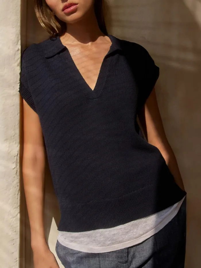 Shop Brochu Walker Looker Sweaters The Jaia Polo Looker Hale Navy With White