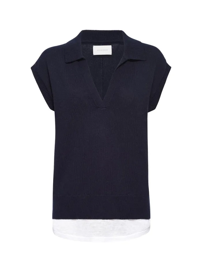 Shop Brochu Walker Looker Sweaters The Jaia Polo Looker Hale Navy With White