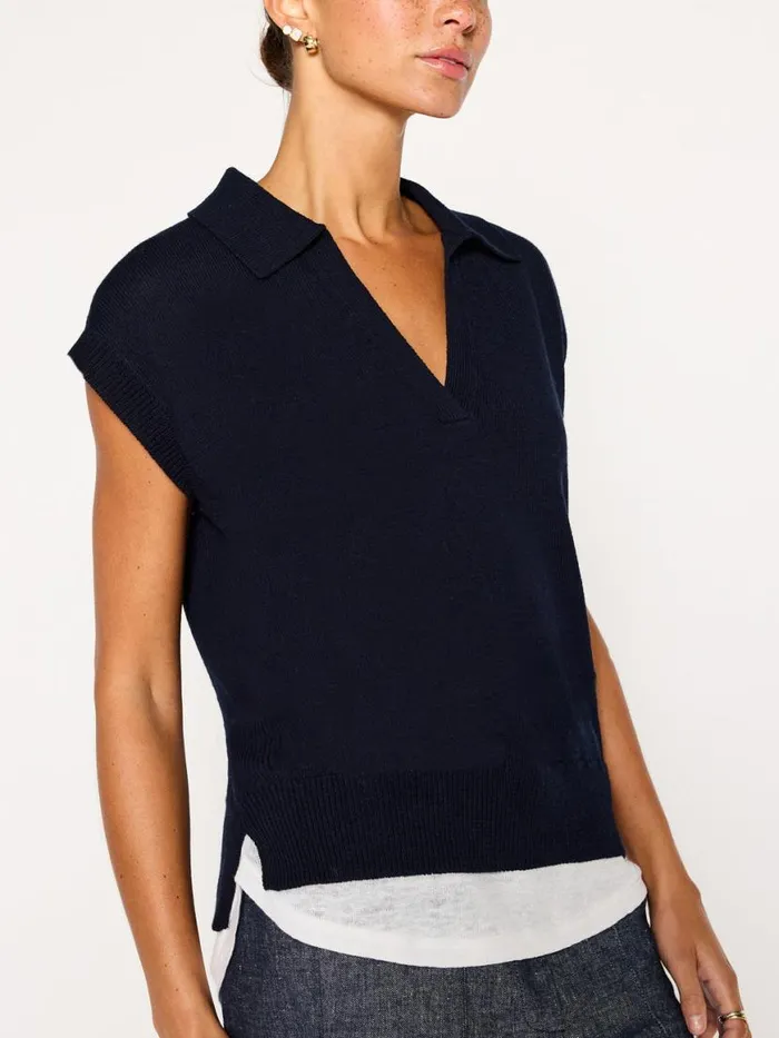 Shop Brochu Walker Looker Sweaters The Jaia Polo Looker Hale Navy With White