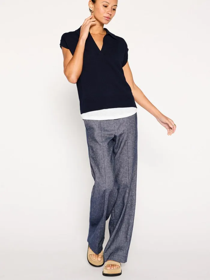 Shop Brochu Walker Looker Sweaters The Jaia Polo Looker Hale Navy With White