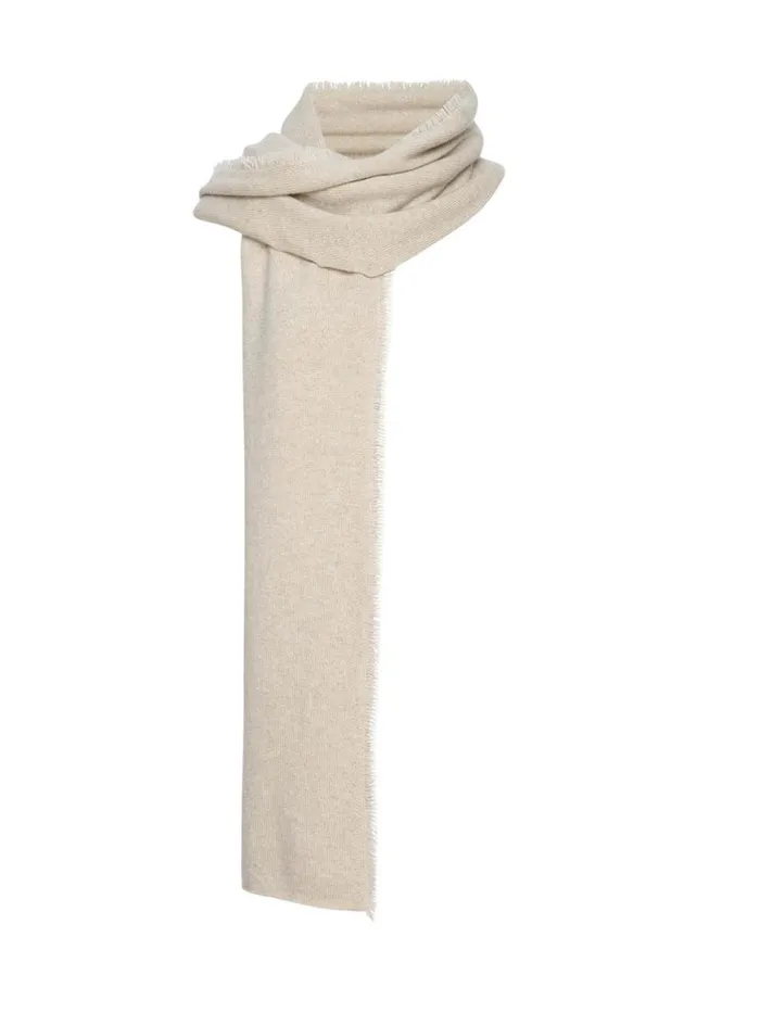 Shop Brochu Walker Scarves and Gloves The Cashmere Fringe Wrap Bisque Mlange