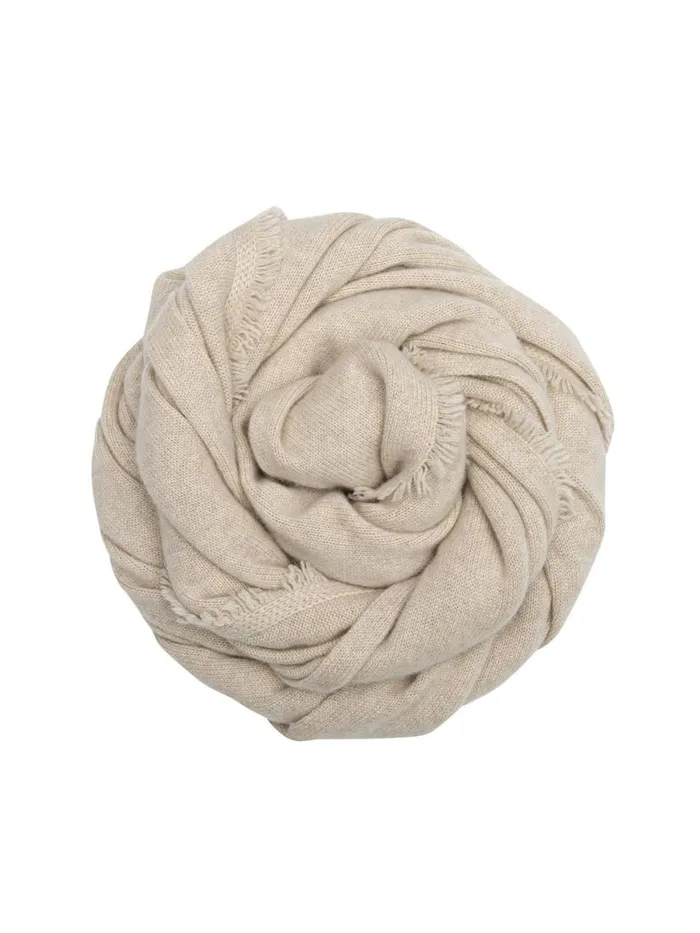 Shop Brochu Walker Scarves and Gloves The Cashmere Fringe Wrap Bisque Mlange
