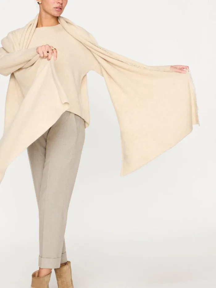 Shop Brochu Walker Scarves and Gloves The Cashmere Fringe Wrap Bisque Mlange