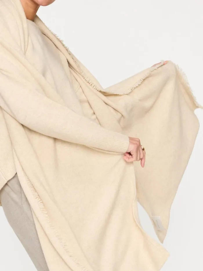 Shop Brochu Walker Scarves and Gloves The Cashmere Fringe Wrap Bisque Mlange