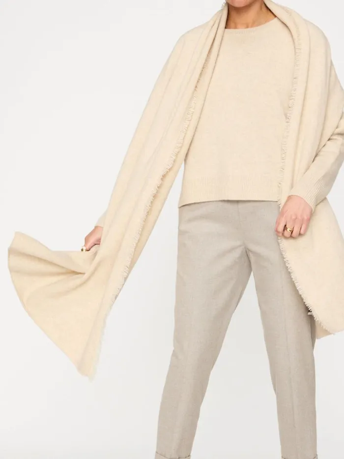 Shop Brochu Walker Scarves and Gloves The Cashmere Fringe Wrap Bisque Mlange