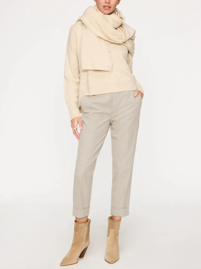 Shop Brochu Walker Scarves and Gloves The Cashmere Fringe Wrap Bisque Mlange