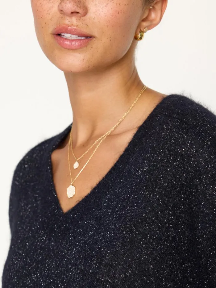 Shop Brochu Walker Sweaters The Allery VNeck Sweater Baltic Metallic