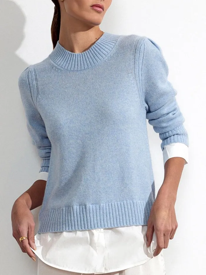 Shop Brochu Walker Sweaters The Eton Layered Crew Looker Skye Blue Melange With White Underlayer Shop Brochu Walker Sweaters The Eton Layered Crew Looker Skye Blue Melange With White Underlayer