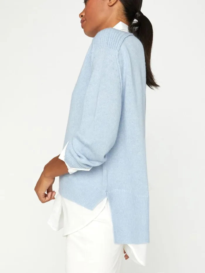 Shop Brochu Walker Sweaters The Looker Layered VNeck Skye Blue Melange With White Underlayer