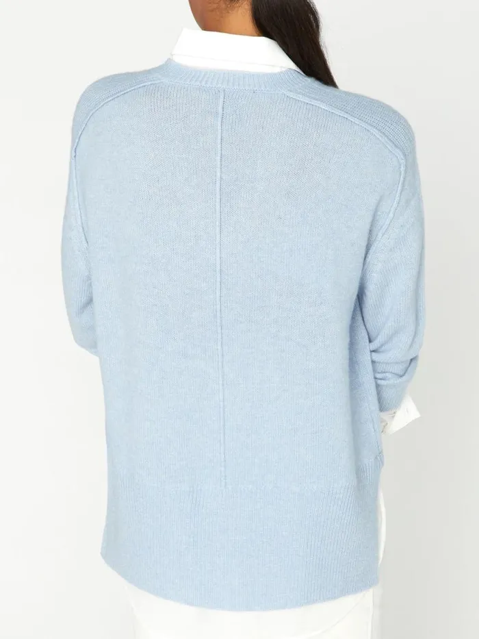 Shop Brochu Walker Sweaters The Looker Layered VNeck Skye Blue Melange With White Underlayer