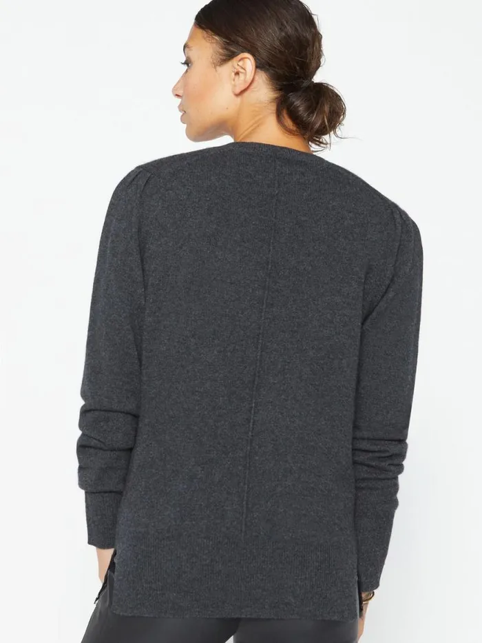 Shop Brochu Walker Sweaters The Marcella Lace Vee Looker Dark Charcoal Melange With Black Lace