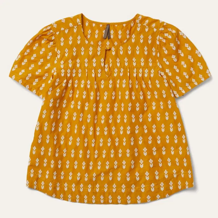 ShortSleeved Aztec Blouse Yellow Women Stetson Blouses