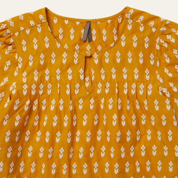 ShortSleeved Aztec Blouse Yellow Women Stetson Blouses
