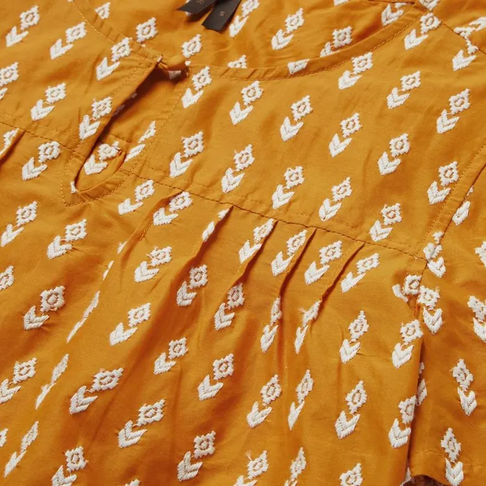 ShortSleeved Aztec Blouse Yellow Women Stetson Blouses