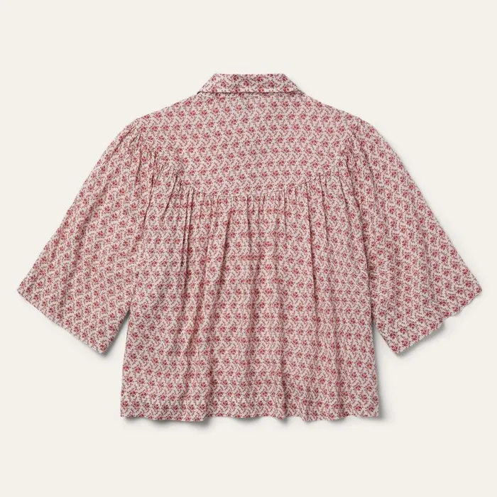 ShortSleeved Cottage Floral Blouse Red Women Stetson Blouses