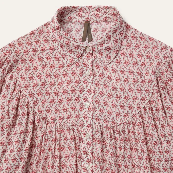 ShortSleeved Cottage Floral Blouse Red Women Stetson Blouses