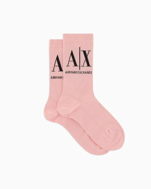 Short Socks With Logo Pink Women Armani Intimates And Loungewear
