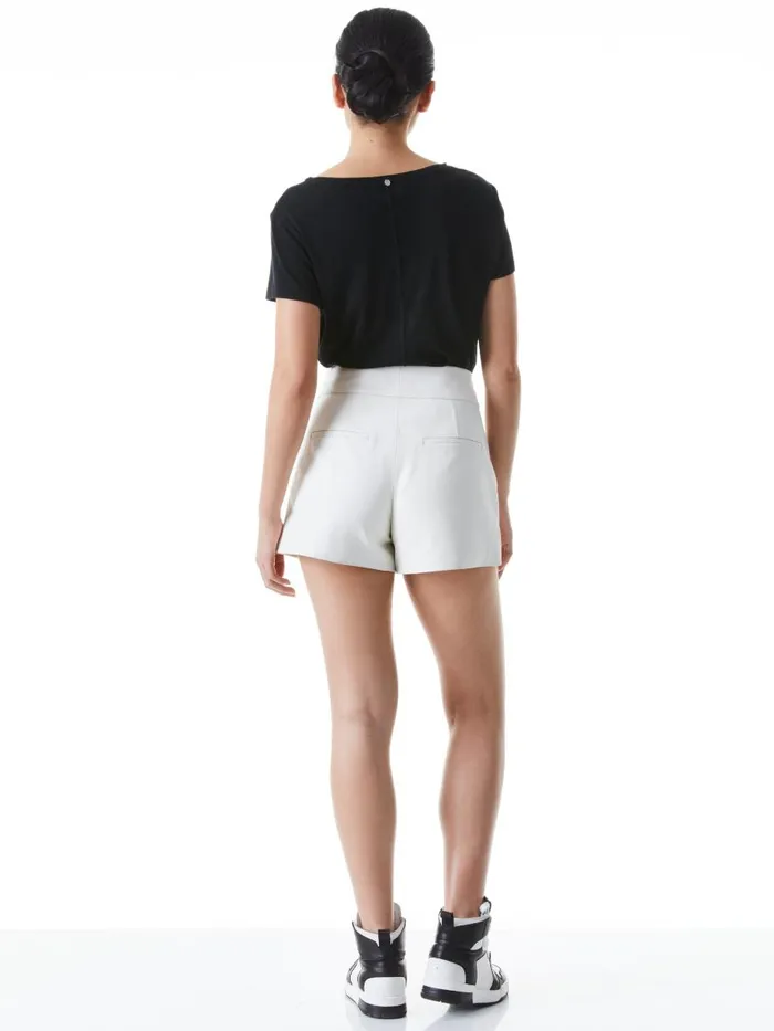 Shorts Women Alice Olivia CADY HIGH WAISTED LEATHER SHORT Black