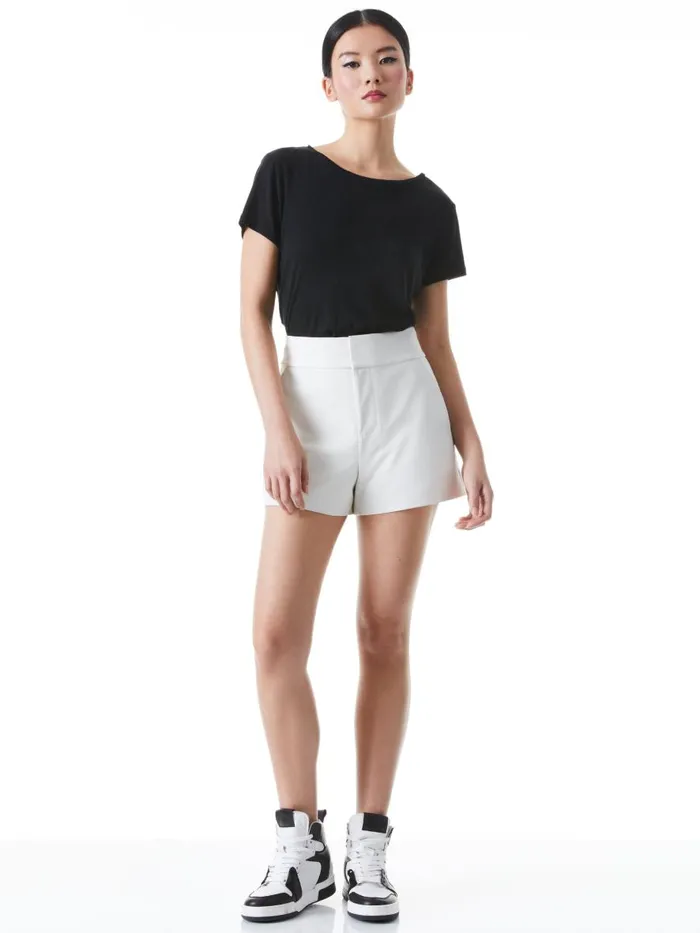 Shorts Women Alice Olivia CADY HIGH WAISTED LEATHER SHORT Black