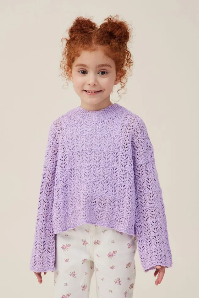 Sienna Knit Jumper Lilac Drop Girls Cotton On Jackets and Sweaters