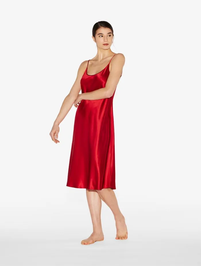 Silk Midi Nightdress In Garnet Sleepwear La Perla Slips and Dresses Silk Midi Nightdress In Garnet Sleepwear La Perla Slips and Dresses