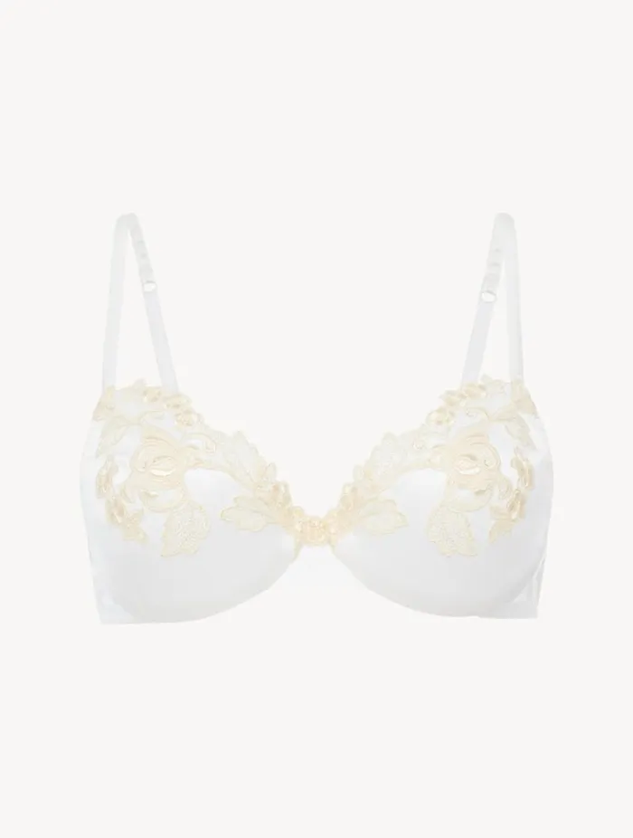 Silk Underwired Bra In White With Ivory Frastaglio Lingerie La Perla Underwired Silk Underwired Bra In White With Ivory Frastaglio Lingerie La Perla Underwired