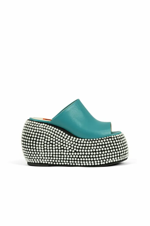 Simon Miller Bubble Clogs Women Platform Bubble Wedge Black Taffy Blue