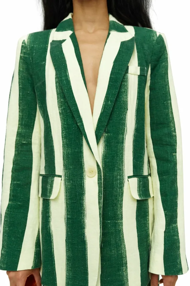 Simon Miller Prints Women Linen Lennox Jacket Custard Joot Stripe Simon Miller Prints Women Linen Lennox Jacket Custard Joot Stripe