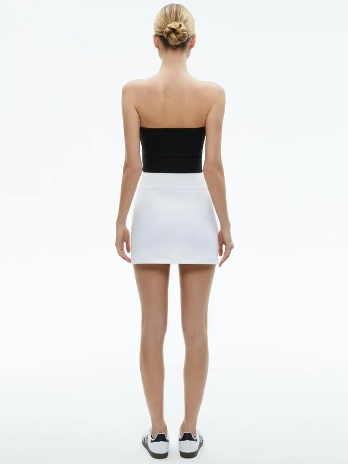 Skirts Women Alice Olivia DONALD HIGH RISE SIDE BUTTON SKIRT Off White