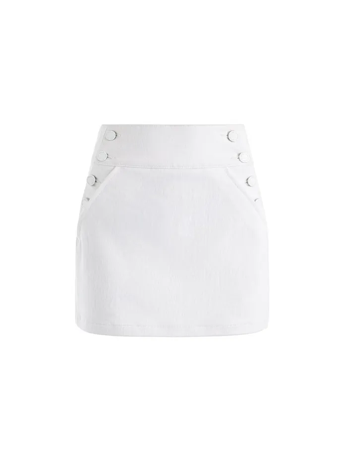 Skirts Women Alice Olivia DONALD HIGH RISE SIDE BUTTON SKIRT Off White