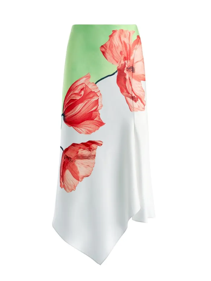 Skirts Women Alice Olivia HARMONY DRAPEY SLIT ASYMMETRIC SKIRT Dream Life Sharp Green