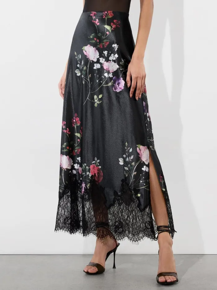 Skirts Women Alice Olivia MAEVE VELVET SLIP SKIRT WITH LACE TRIM Floral Dreams Skirts Women Alice Olivia MAEVE VELVET SLIP SKIRT WITH LACE TRIM Floral Dreams