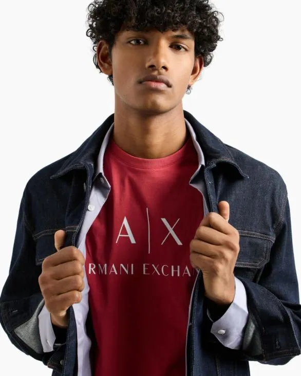 Slim Fit Jersey Tshirt With Logo Red Men Armani TShirts Slim Fit Jersey Tshirt With Logo Red Men Armani TShirts