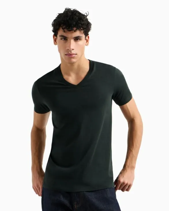 Slim Fit Tshirt In Pima Cotton Jersey Green Men Armani Pima TShirts Slim Fit Tshirt In Pima Cotton Jersey Green Men Armani Pima TShirts