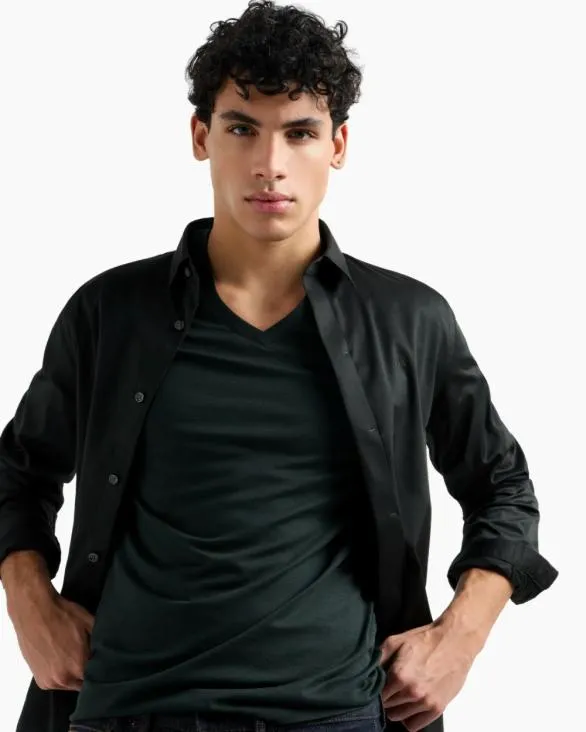 Slim Fit Tshirt In Pima Cotton Jersey Green Men Armani Pima TShirts Slim Fit Tshirt In Pima Cotton Jersey Green Men Armani Pima TShirts