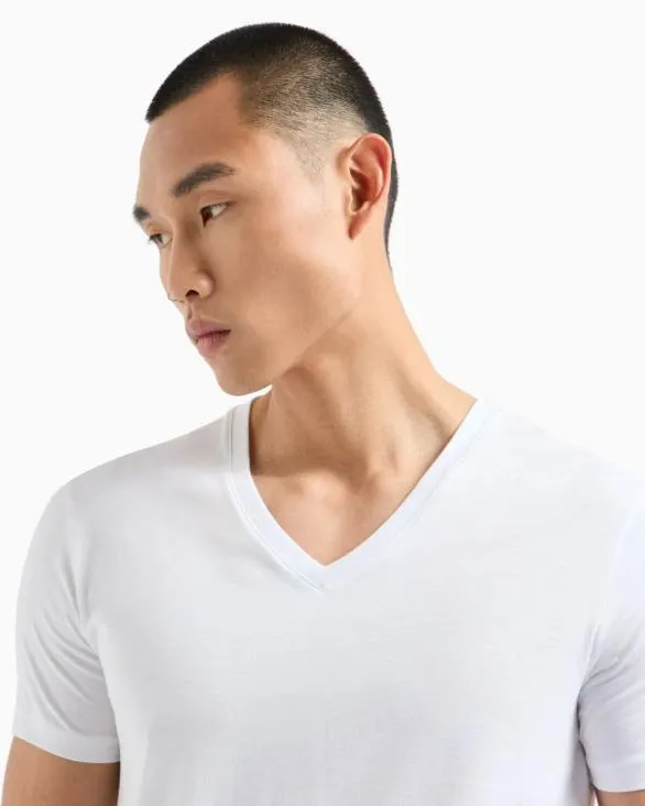Slim Fit Tshirt In Pima Cotton Jersey White Men Armani Pima TShirts Slim Fit Tshirt In Pima Cotton Jersey White Men Armani Pima TShirts