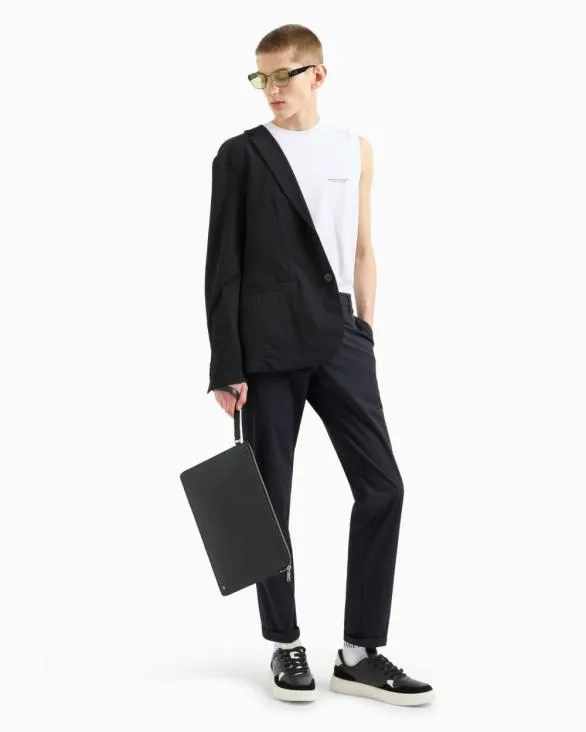 Slim Fit Trousers In Ultra Stretch Twill Blue Men Armani Matching Sets Slim Fit Trousers In Ultra Stretch Twill Blue Men Armani Matching Sets