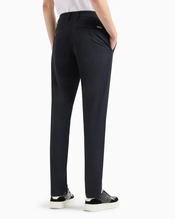 Slim Fit Trousers In Ultra Stretch Twill Blue Men Armani Matching Sets Slim Fit Trousers In Ultra Stretch Twill Blue Men Armani Matching Sets