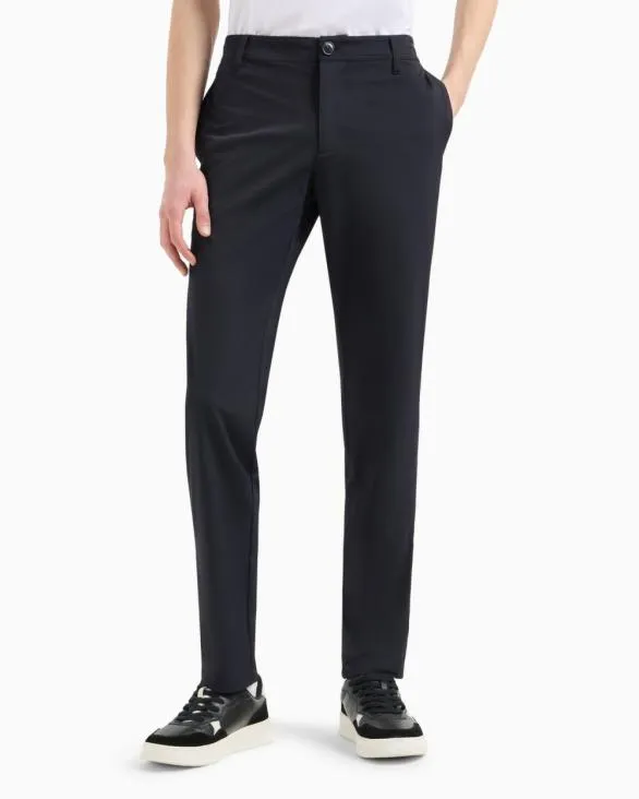Slim Fit Trousers In Ultra Stretch Twill Blue Men Armani Matching Sets Slim Fit Trousers In Ultra Stretch Twill Blue Men Armani Matching Sets